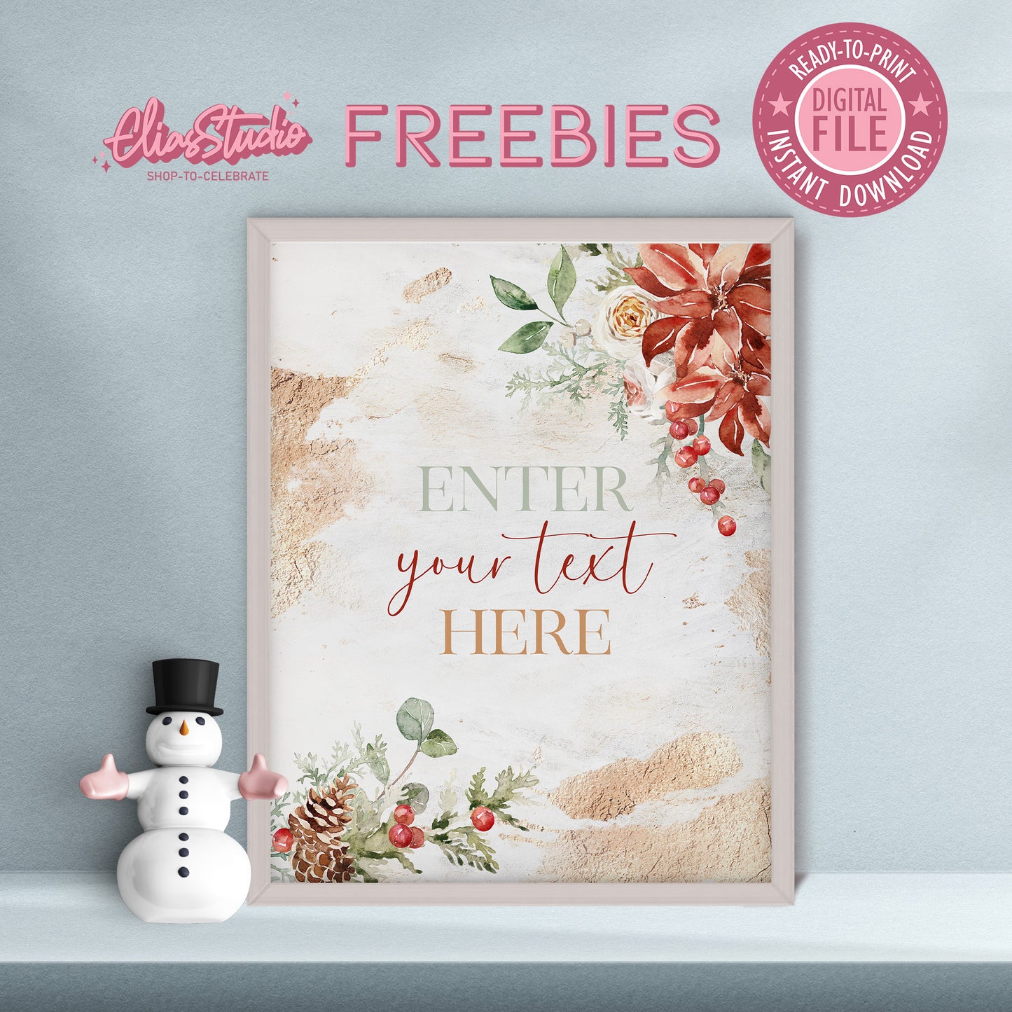 Customizable Holiday Party Sign Template - Free Digital Download | D20