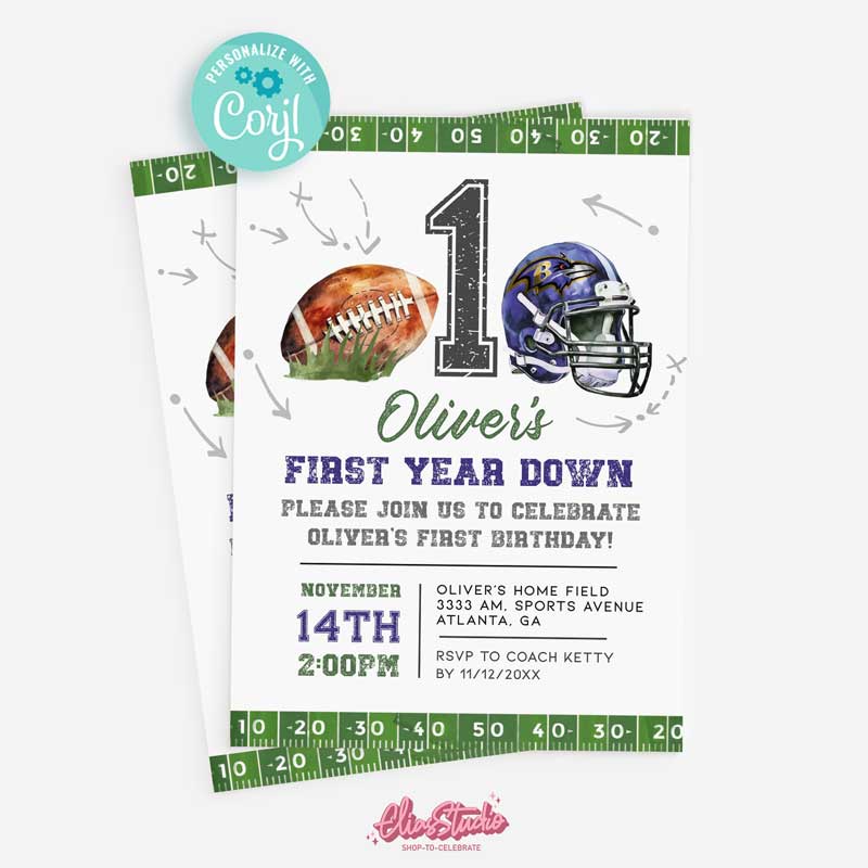 Baltimore Ravens Football Birthday Party invitation