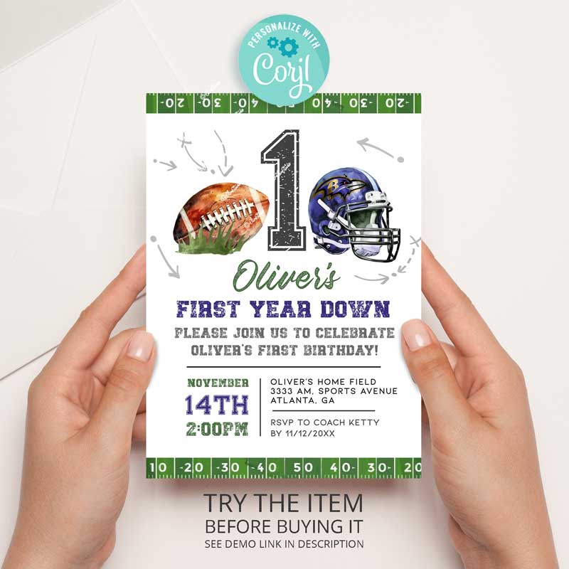 Baltimore Ravens Football Birthday Party invitation