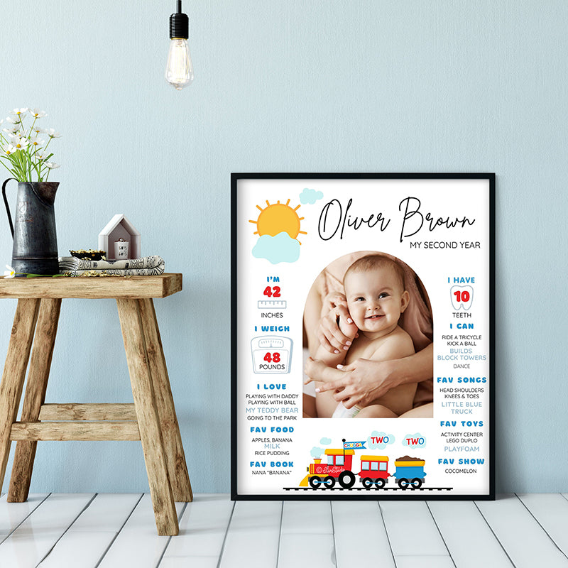 Train Second Birthday Chugga Chugga Two Two Milestone Sign