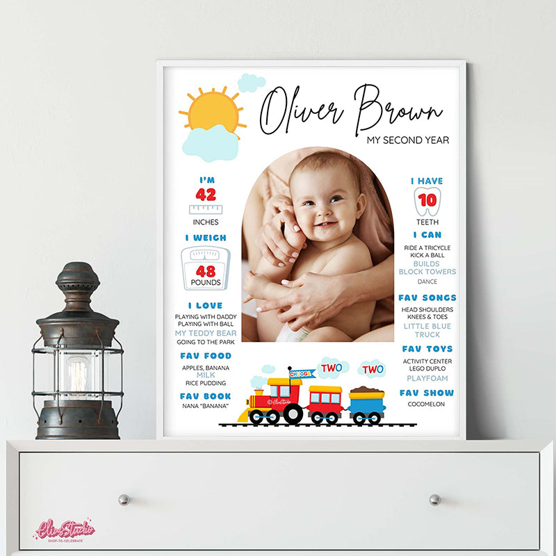Train Second Birthday Chugga Chugga Two Two Milestone Sign