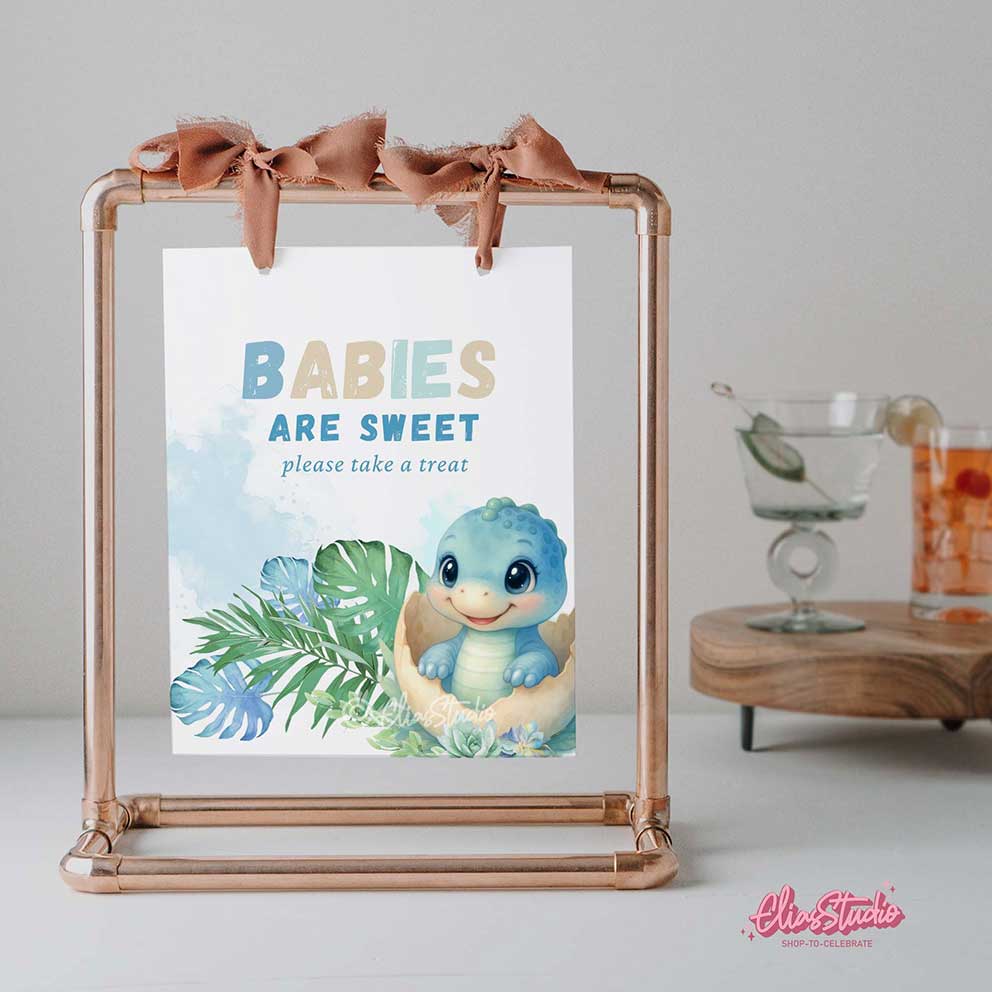 Dinosaur Baby Shower Sign Set, Canva Template