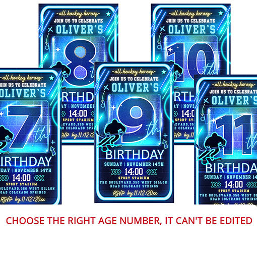 Hockey Themed Video Invitation, 9th Birthday