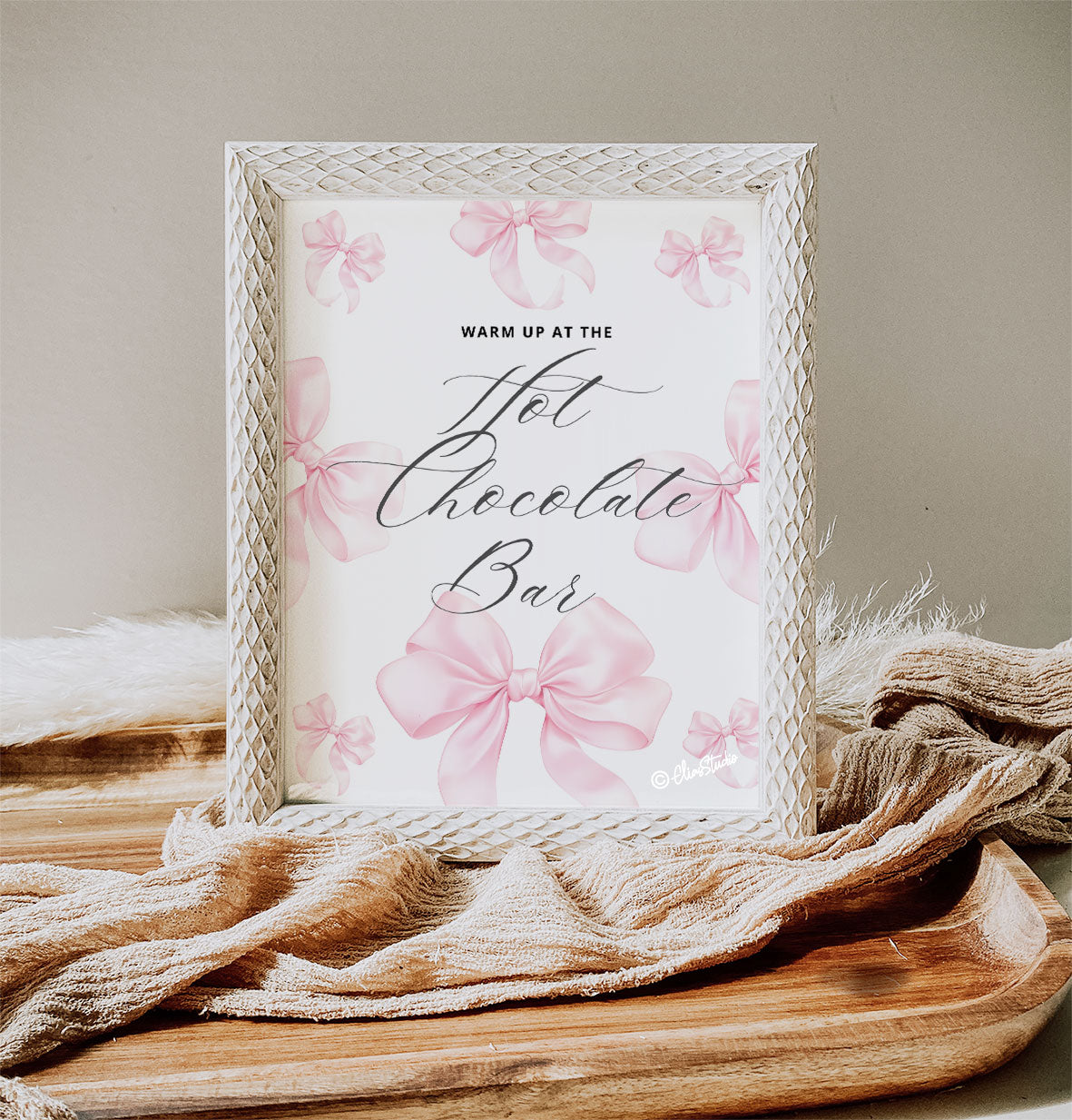 Editable pink bow signs for baby shower or birthday. Customize in Canva and print instantly. Perfect feminine printable party decor.