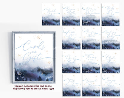 Sprinkle Baby Shower Bundle Winter Baby Shower Invitation Set Winter Wonderland Baby Shower Set Dusty Blue Baby Sprinkle Invite Bundle | BS13