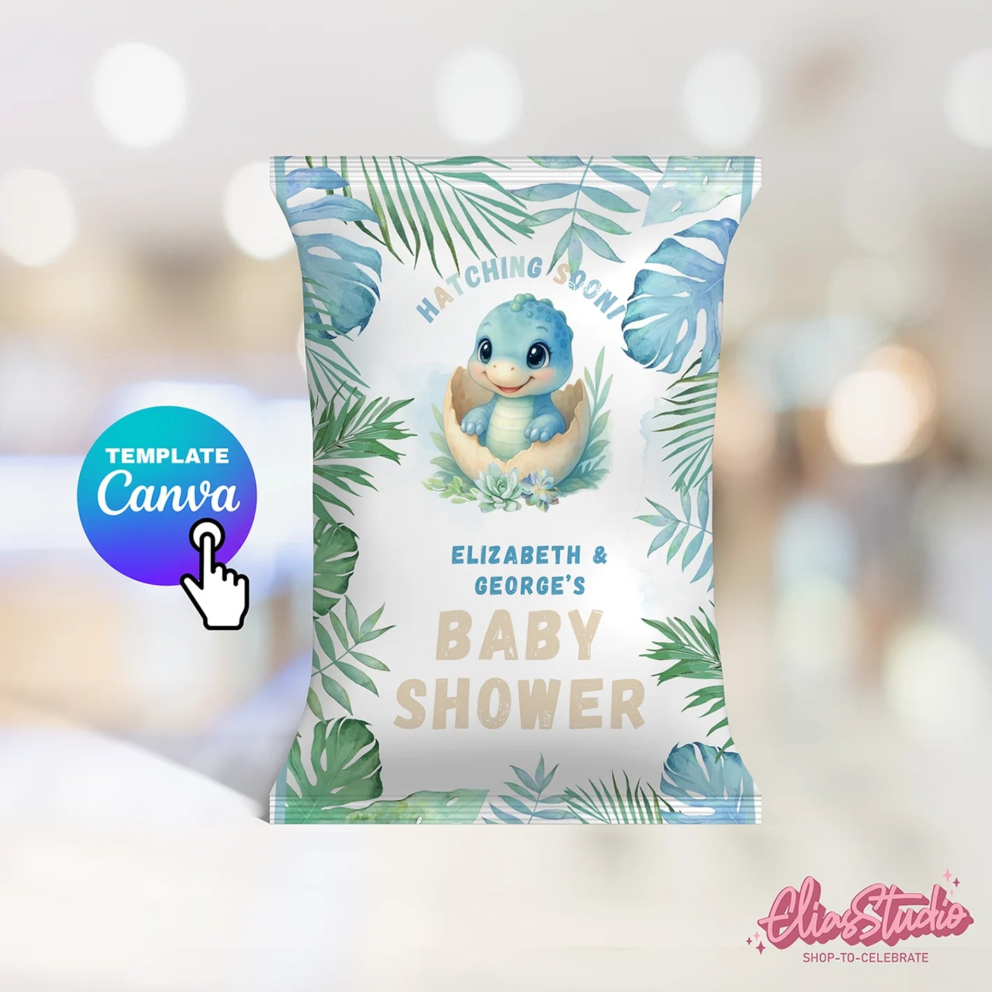 Dinosaur Baby Shower Chip Bag Template