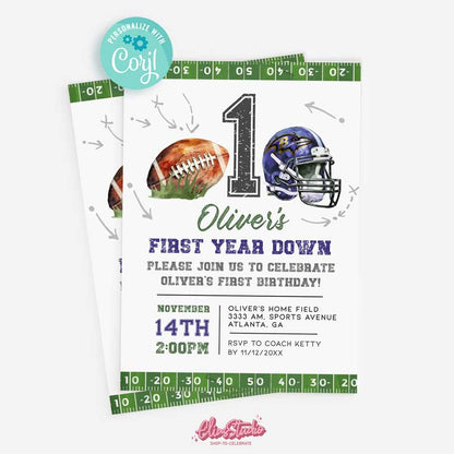 Baltimore Ravens Football Birthday Party invitation
