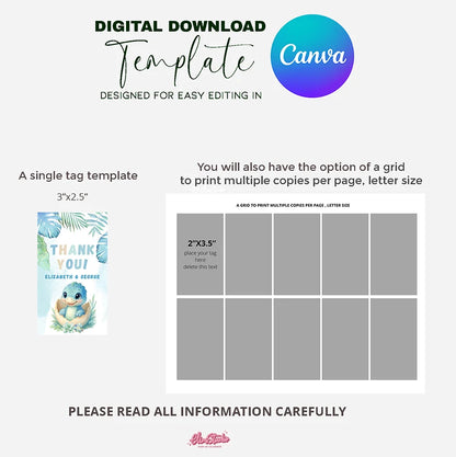 Dinosaur Baby Shower THANK YOU TAG