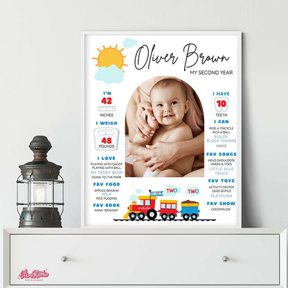 Train Second Birthday Chugga Chugga Two Two Milestone Sign