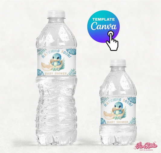 Dinosaur Baby Shower Water Bottle Label