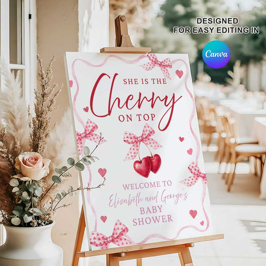 Editable Canva Welcome Sign Template | Valentine, Baby Shower | Digital Download | ENG