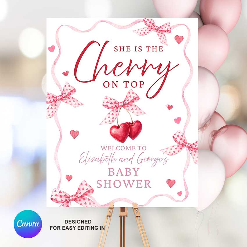 Editable Canva Welcome Sign Template | Valentine, Baby Shower | Digital Download | ENG