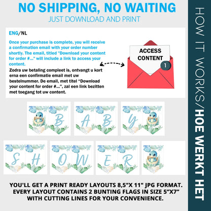 Dinosaur Baby Shower, Bunting Flag Banner. Instant Download