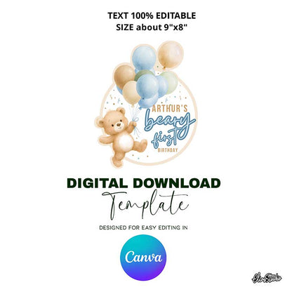 Bear Birthday Cake Topper, EN