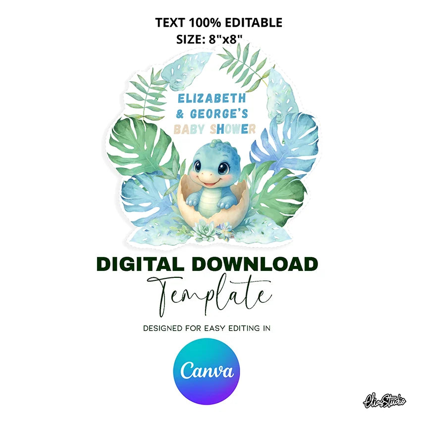 Dinosaur Baby Shower Cake Topper Template