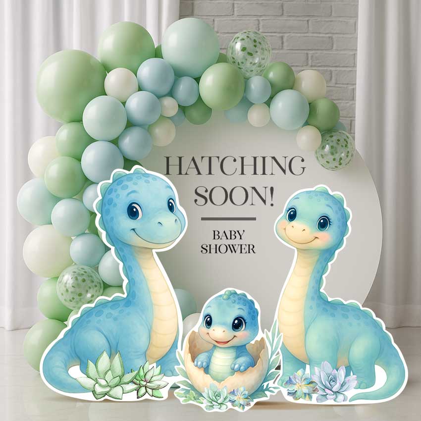 Dinosaur baby shower  “Hatching Soon” theme, Cutout Prop