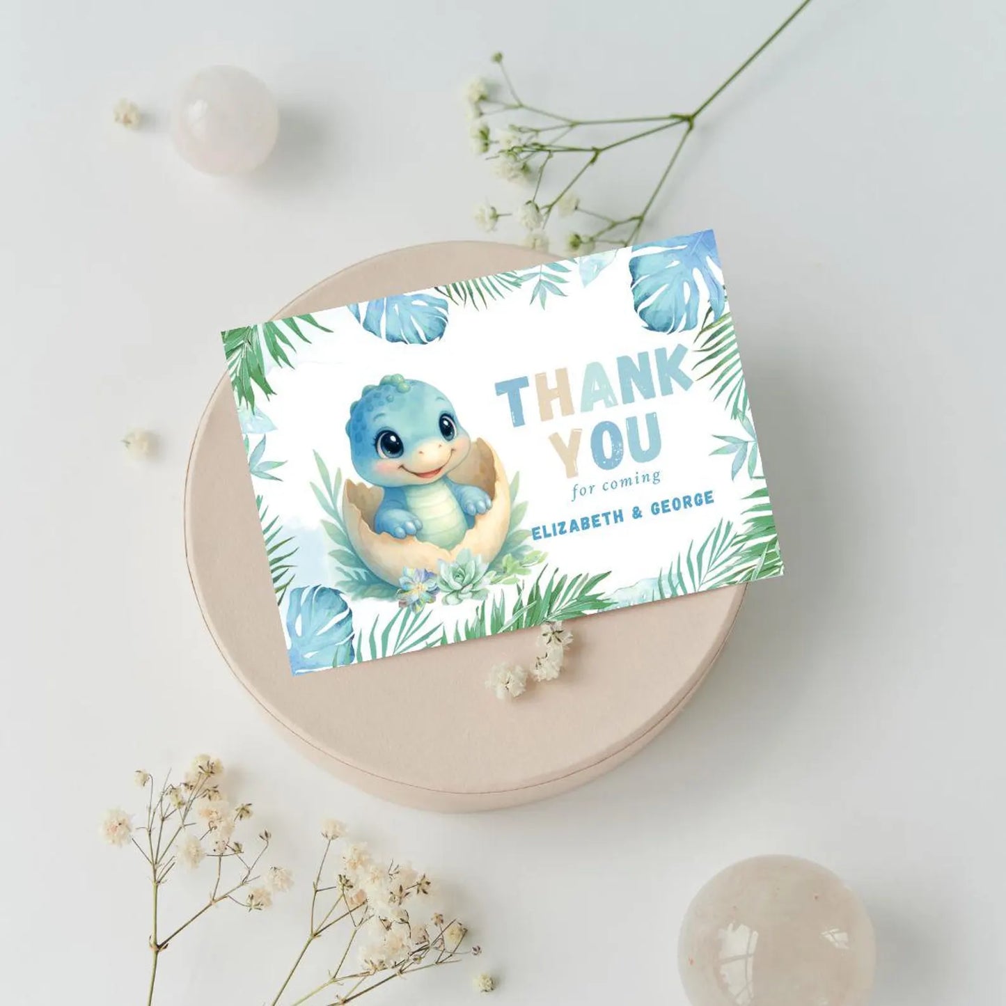 Dinosaur Baby Shower invitation, thank you card, Diaper raffle and Books for Baby cards