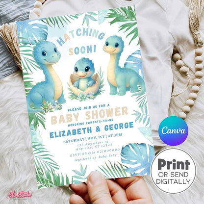 Dinosaur Baby Shower invitation Hatching Soon, Couples Baby Shower Invite 
