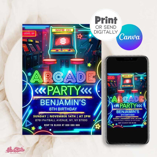 Arcade Birthday invitation