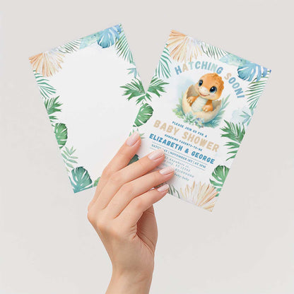 Dinosaur Baby Shower Gender Neutral  invitation Hatching Soon