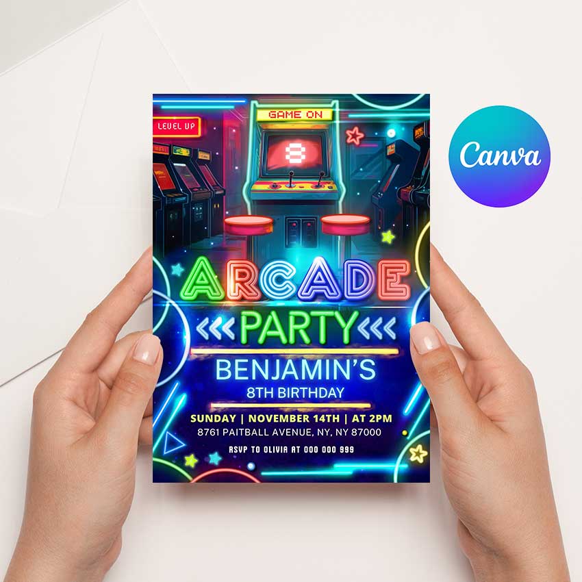 Arcade Birthday invitation