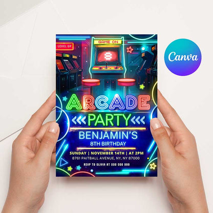 Arcade Birthday invitation