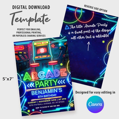 Arcade Birthday invitation