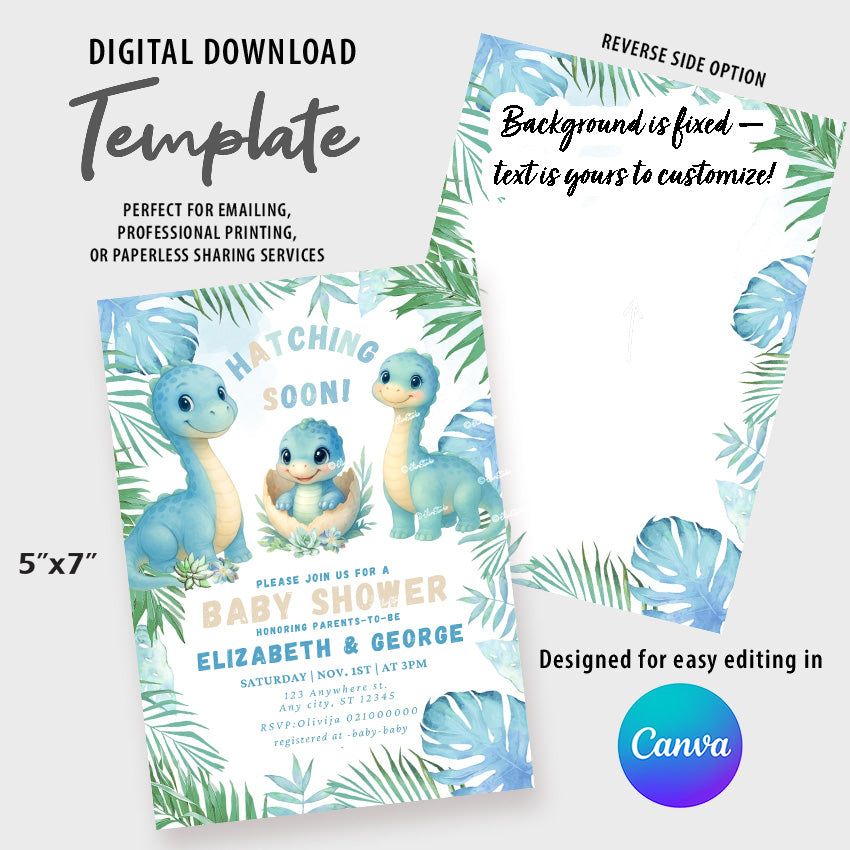 Dinosaur Baby Shower invitation Hatching Soon, Couples Baby Shower Invite 