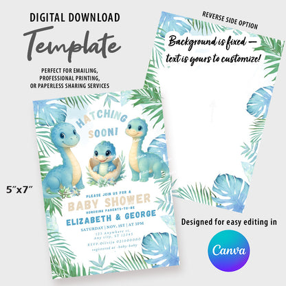 Dinosaur Baby Shower invitation Hatching Soon, Couples Baby Shower Invite 