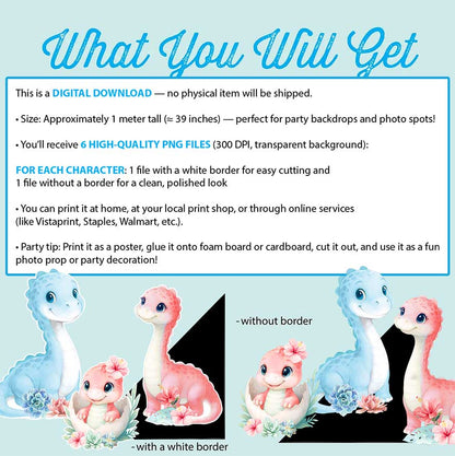 Pink Dinosaur Girly Baby Shower | Hatching Soon | Cutout Prop | Party Decor Digital Download