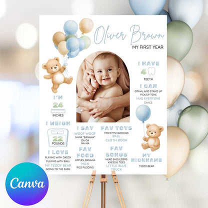 Beary Birthday Milestone Sign, EN