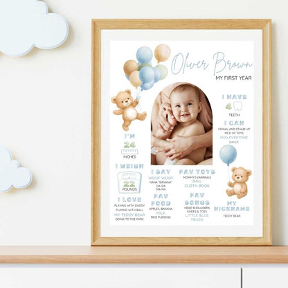 Beary Birthday Milestone Sign, EN