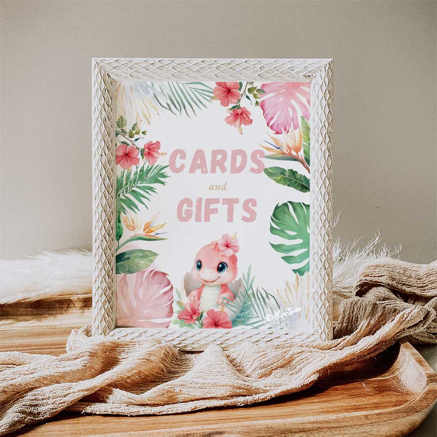 Girl Dinosaur Baby Shower PARTY SIGNS – CANVA TEMPLATE | INSTANT DIGITAL DOWNLOAD