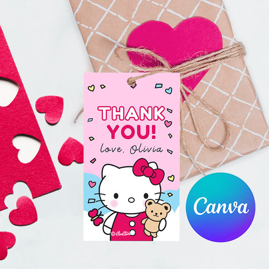 🎀 🌷 Kitty Birthday thank you tag