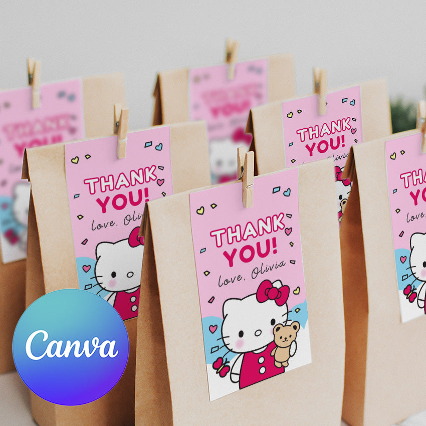 🎀 🌷 Kitty Birthday thank you tag